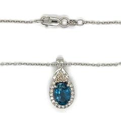 Le Vian Topaz Diamond 14K White Gold Halo Pendant Necklace